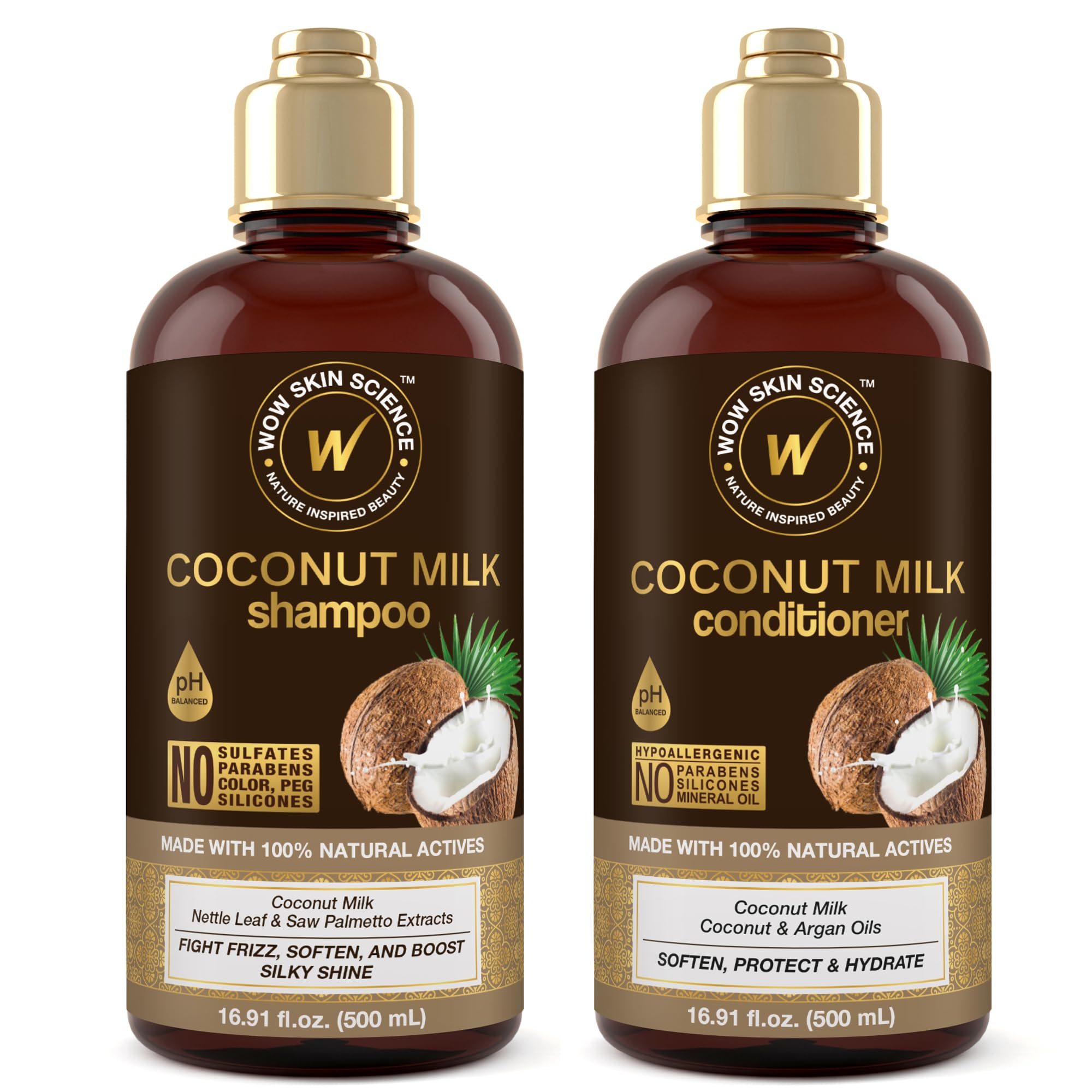 Shampoing lait de coco Wow Skin Science en bouteille, hydratation en profondeur.