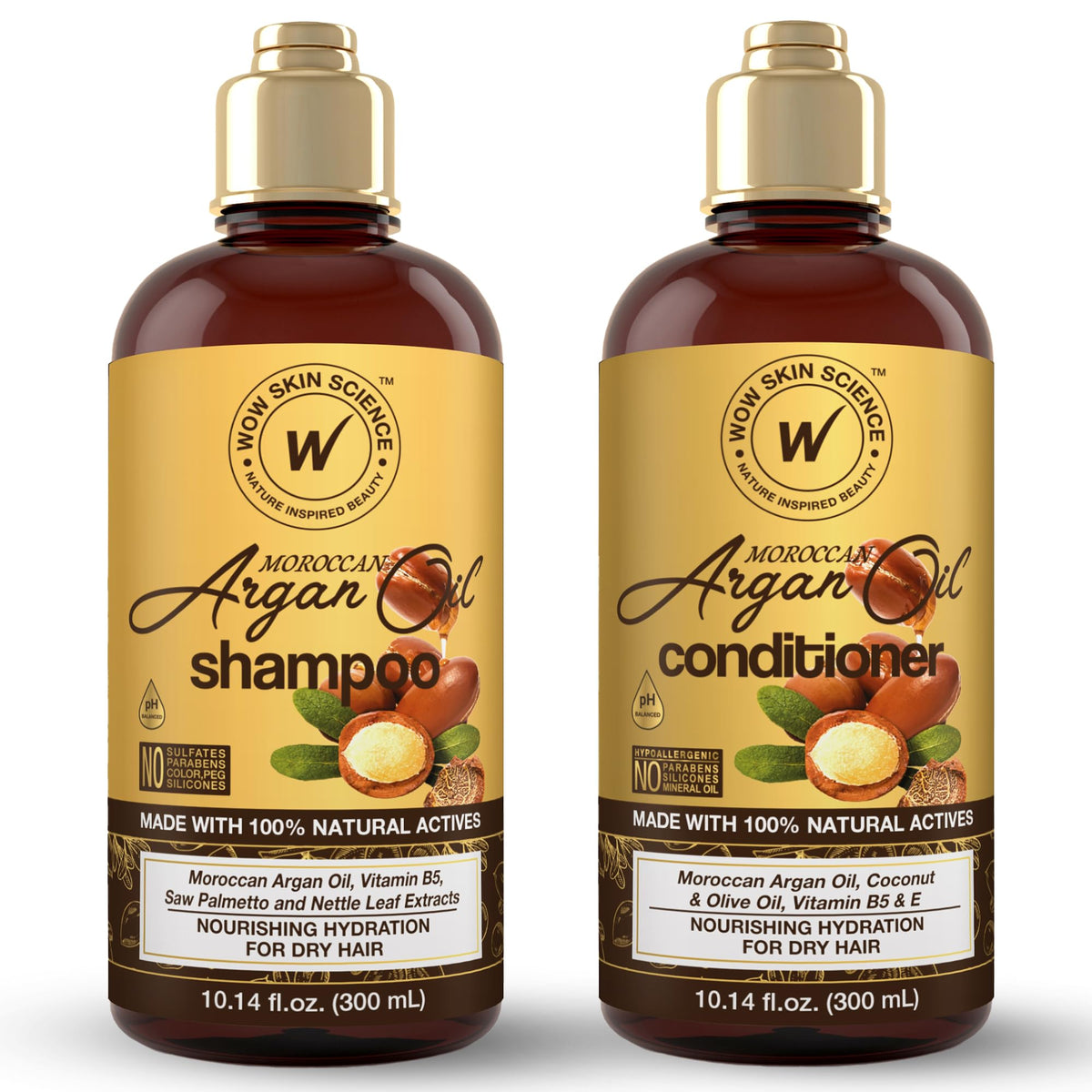 WOW Skin Science shampooing argan – flacon visible pour hydratation et brillance potentielles.
