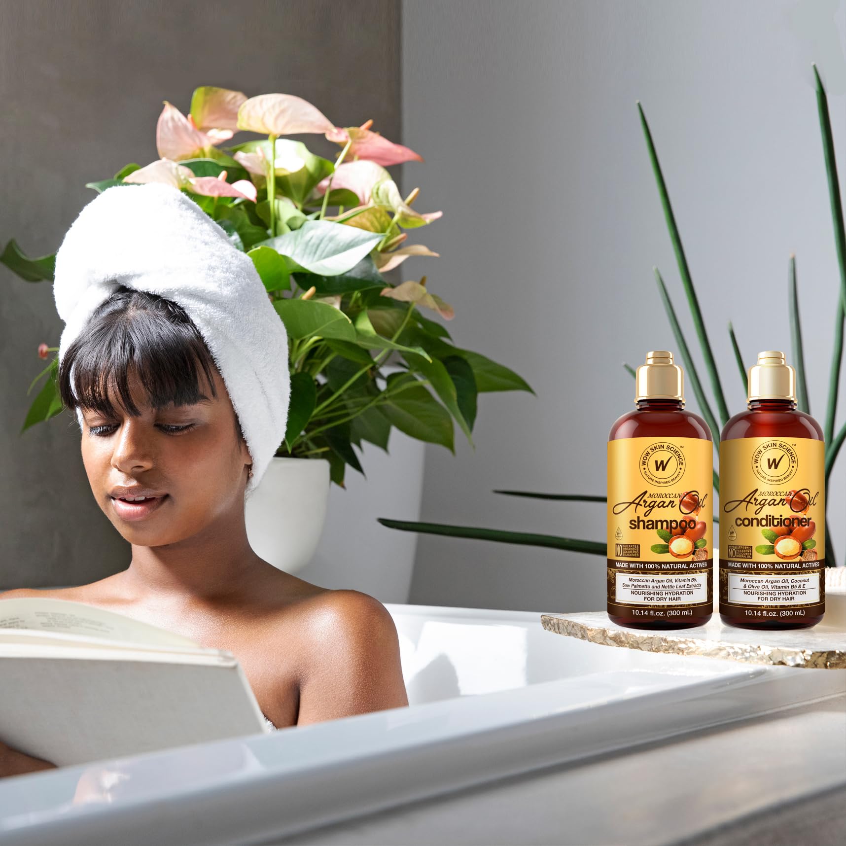 Utilisation facile – étapes rapides pour shampoing et après-shampooing WOW Skin Science.