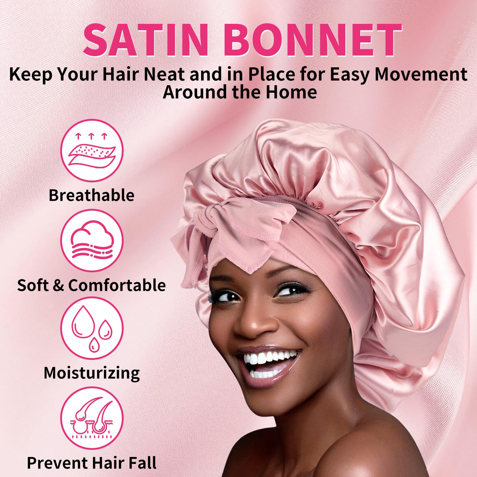 WOZUTUNT bonnet satin, protection nocturne pour les coiffures.