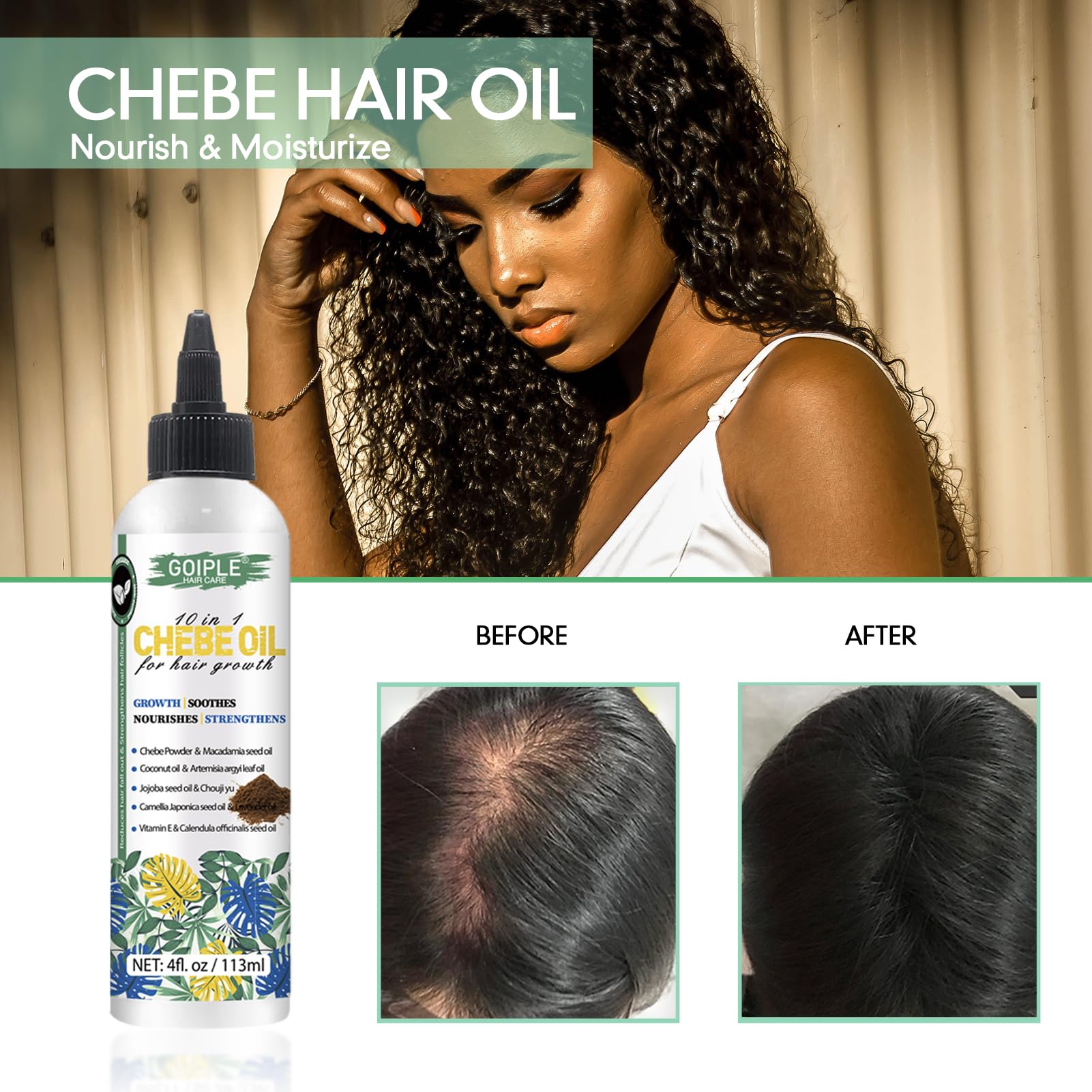 WOZUTUNT Chebe huile format pratique : nourrir les cheveux en routine.