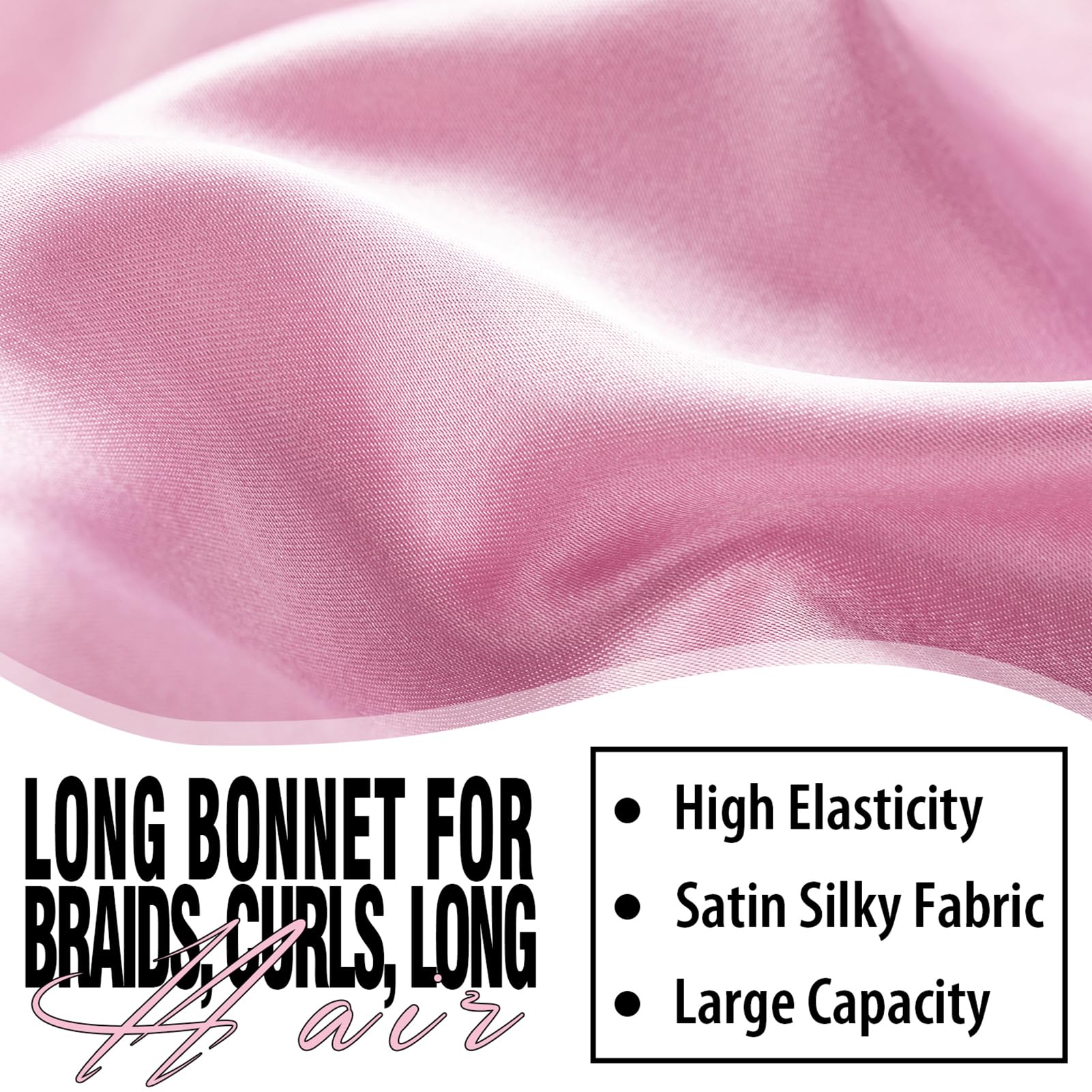 WOZUTUNT bonnet avec bande élastique rose, maintien sûr durant le sommeil.