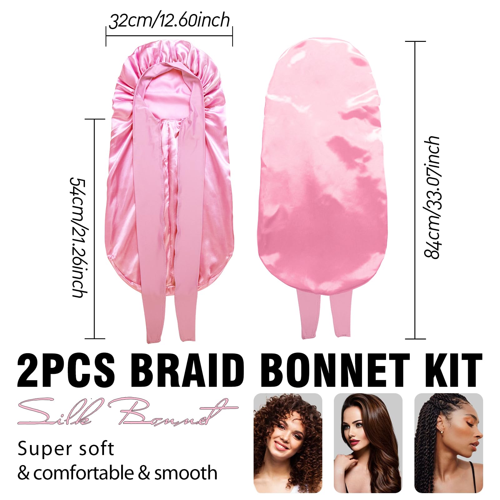 WOZUTUNT bonnet satin noir protège les cheveux toute la nuit et réduit les frisottis.