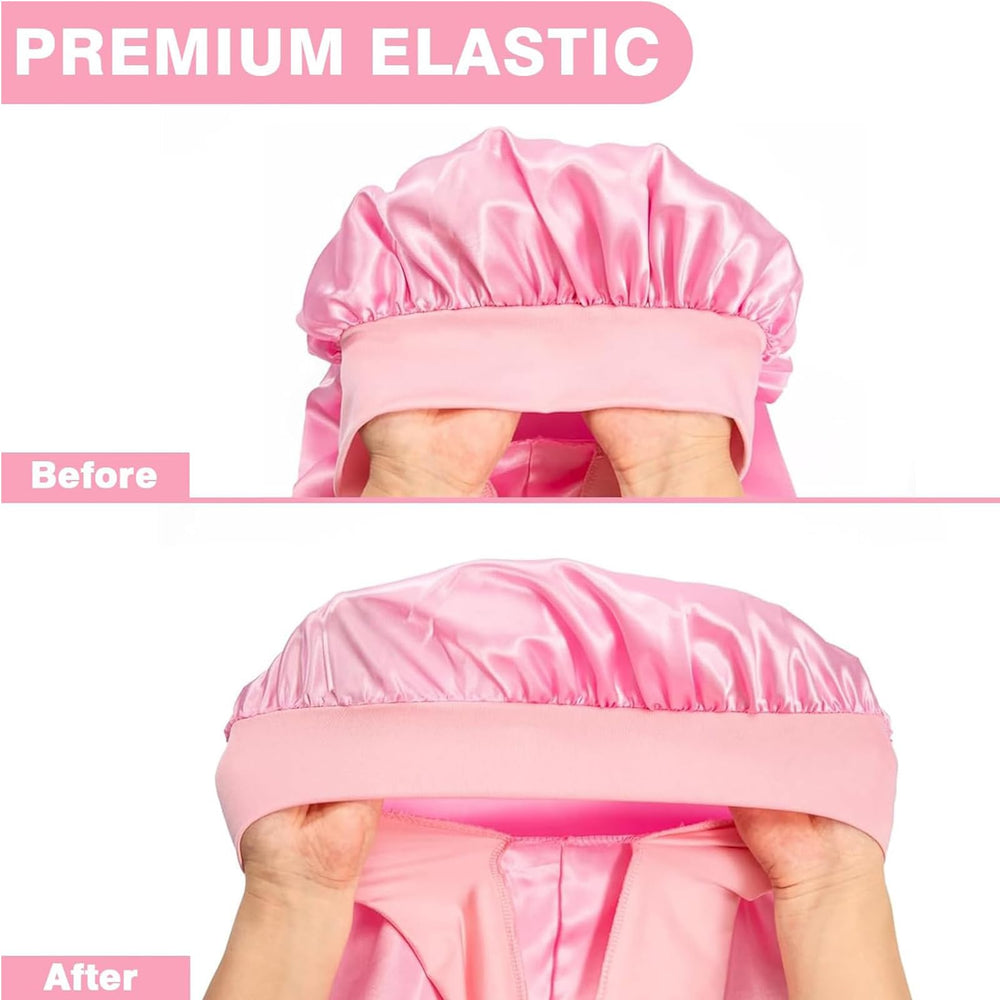 WOZUTUNT bonnet satin rose protège les cheveux et simplifie la routine visage.