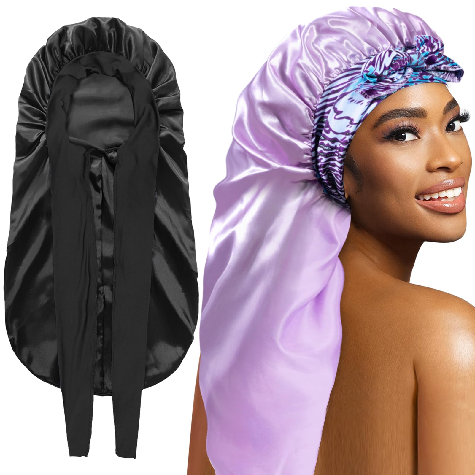 WOZUTUNT bonnet satin long pour braids, douceur nocturne et protection.