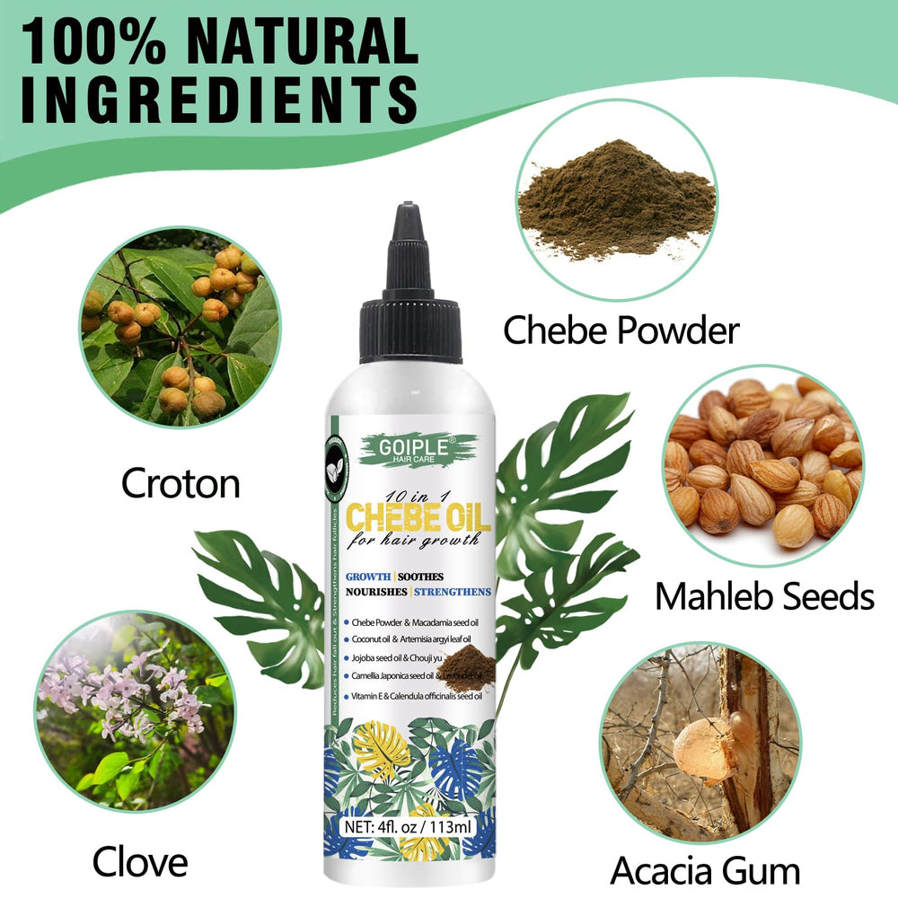 WOZUTUNT huile Chebe pour cheveux - nourrissante et renforçante pour les longueurs.