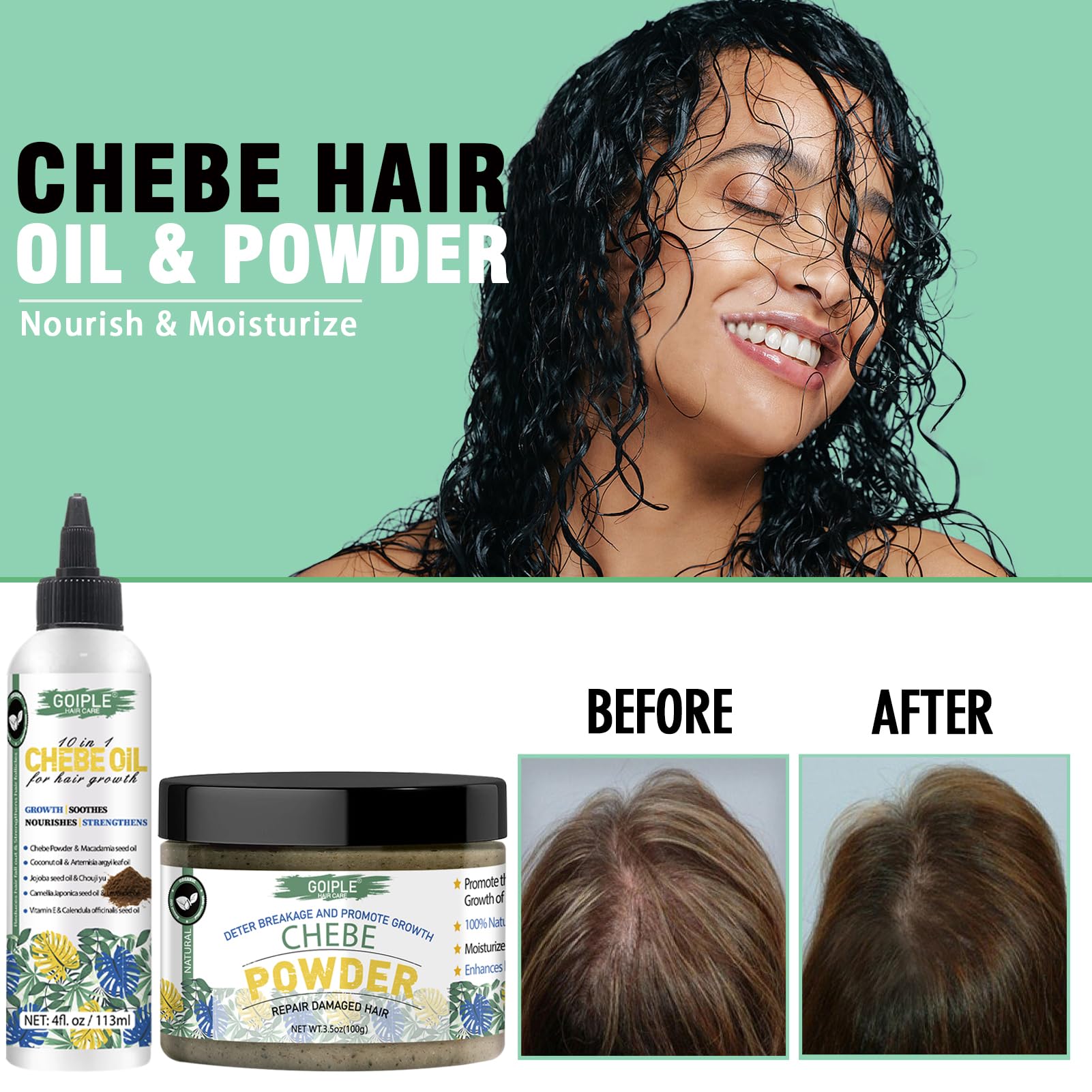 WOZUTUNT texture et brillance Chebe - cheveux plus lisses et éclatants.