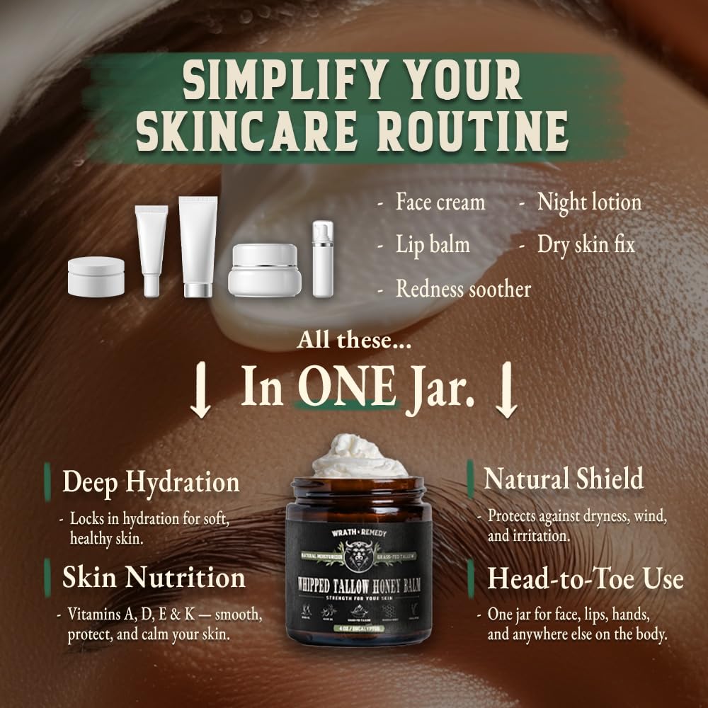 Wrath & Remedy: emballage compact voyage, baume tallow multiusage pour le visage et corps.