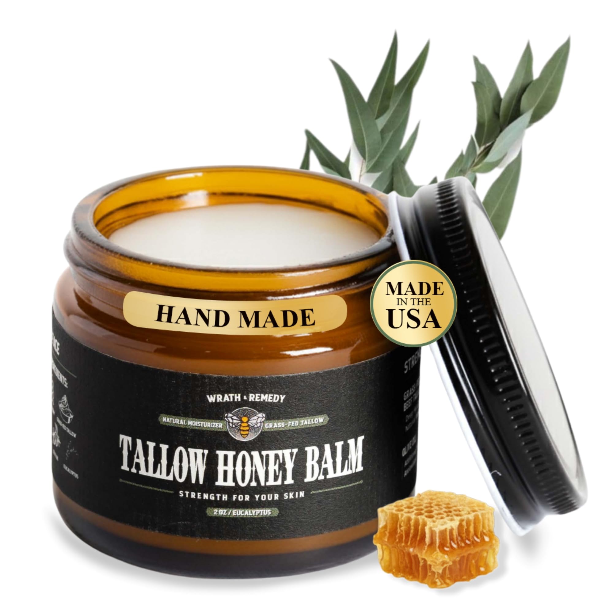 Wrath & Remedy: pot de baume tallow non fouette eucalyptus, hydratation longue duree.