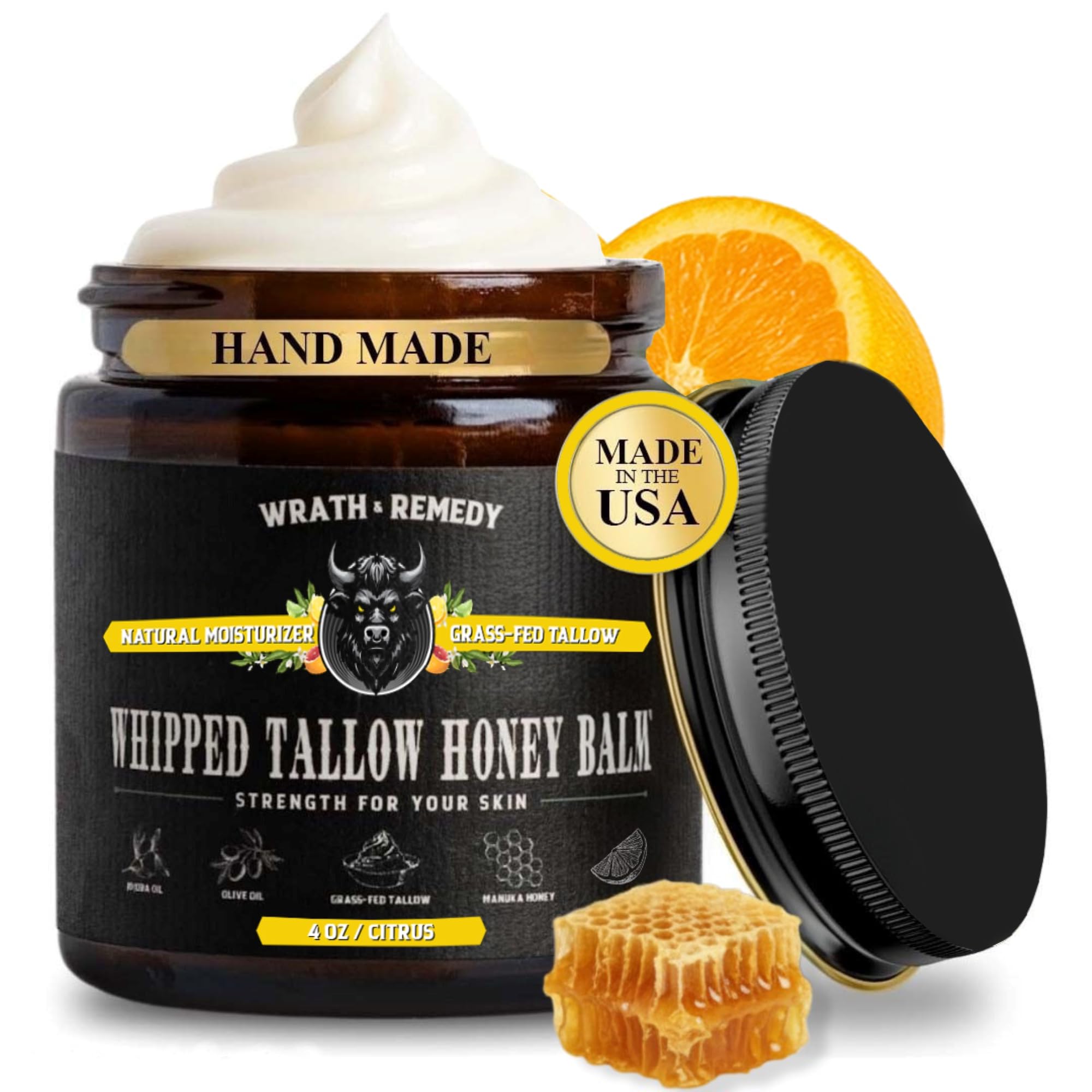 Wrath & Remedy – pot de graisse de bœuf bio fouettée au citron pour hydratation