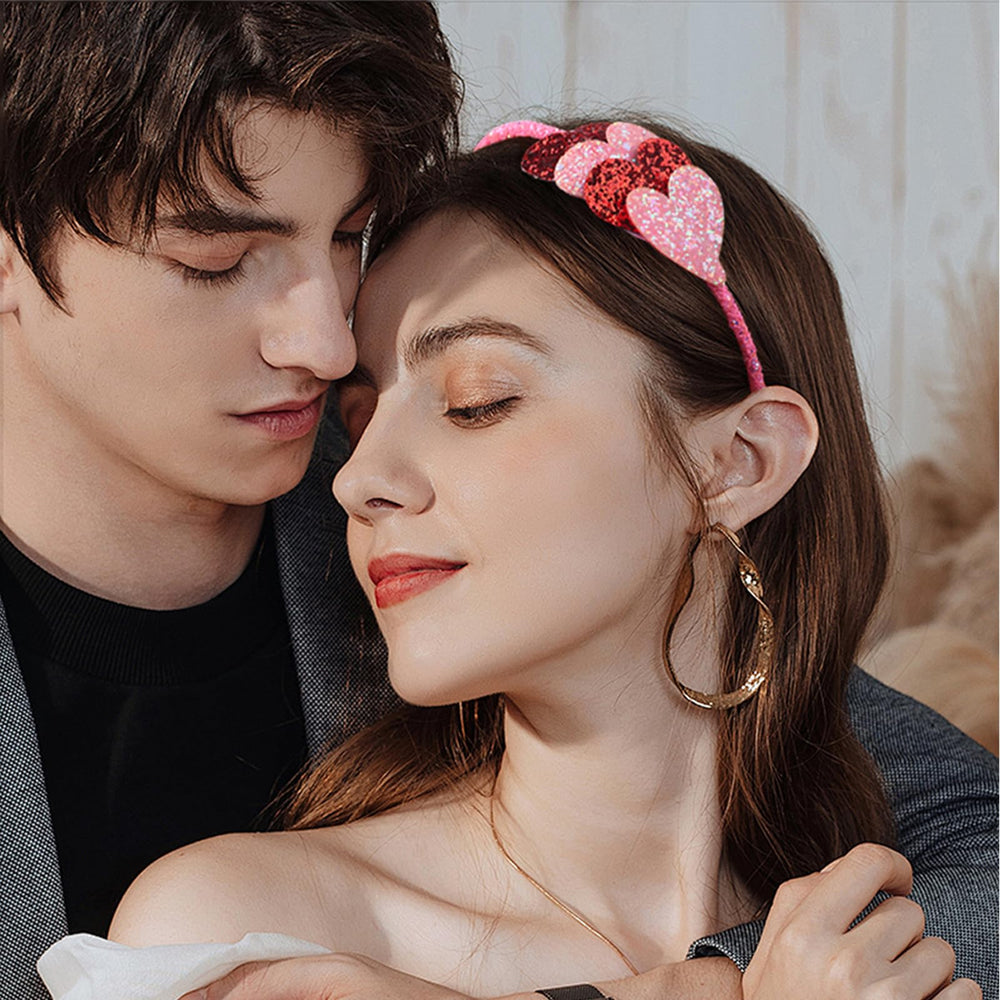 WRBAJIS bandeau coeur pailleté rose, idéal pour costumes et fêtes.