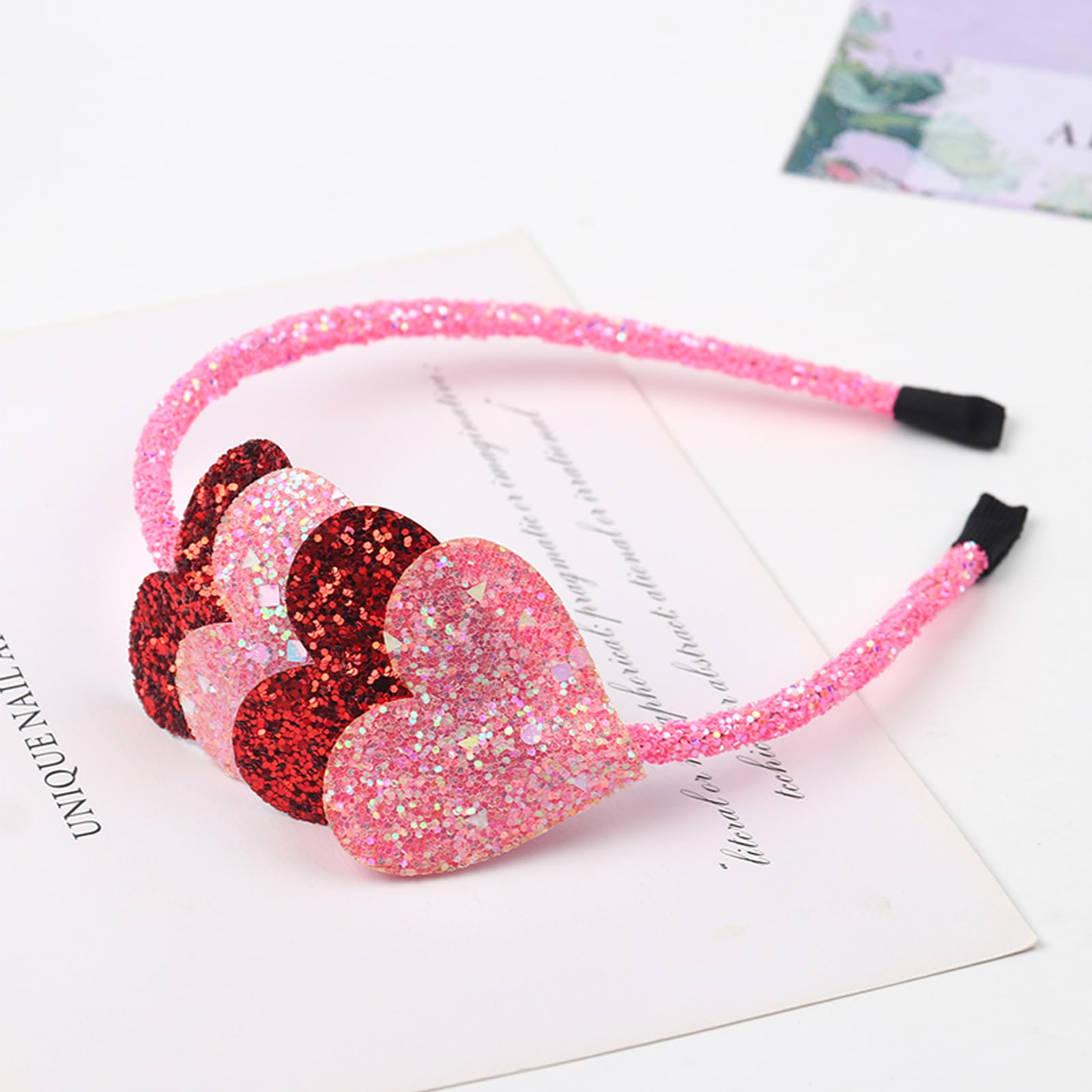 WRBAJIS bandeau coeur scintillant rose, parfait pour selfies et soirées.