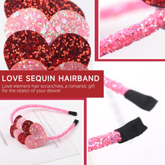WRBAJIS bandeau Saint-Valentin coeur étincelant, accessoire festif.