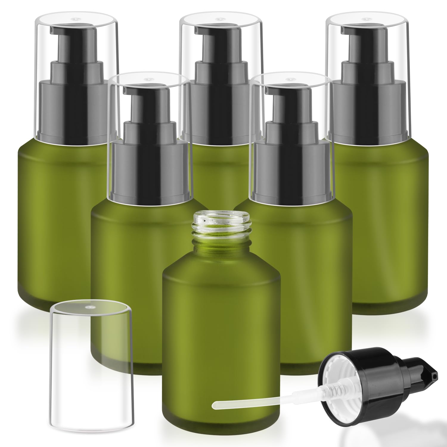 Bouteille Wresty 60 ml avec pompe en verre, idéale pour lotion en voyage.