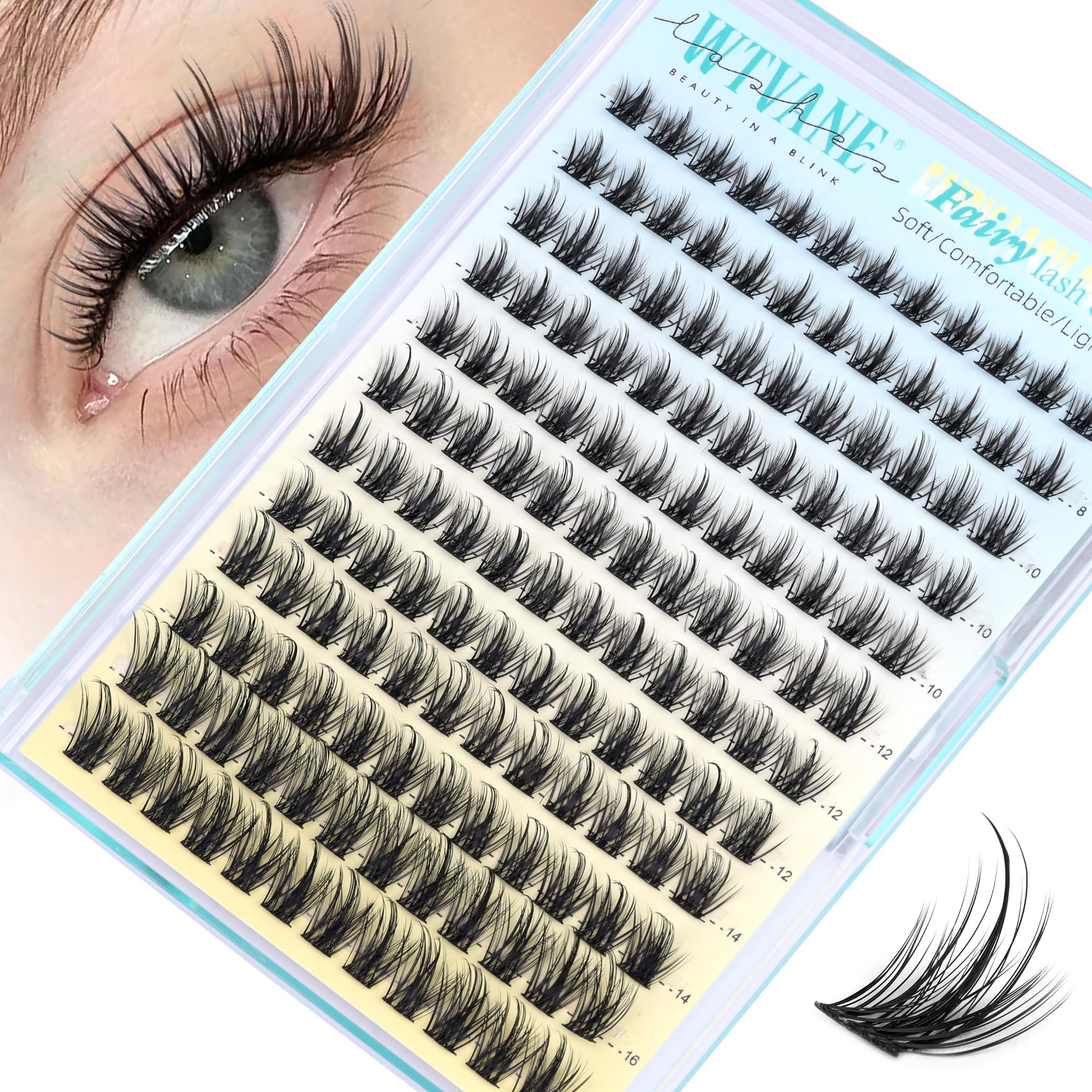 Cils fins et évasés Wtvane pour un volume en plume et naturel.