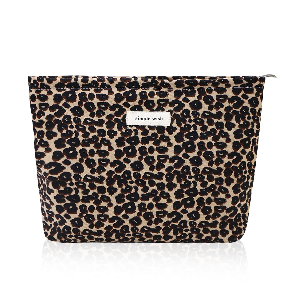 Sac maquillage Wudygirl imprimé léopard, grande capacité pour le voyage et le quotidien.