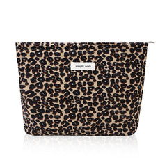Sac maquillage Wudygirl imprimé léopard, grande capacité pour le voyage et le quotidien.