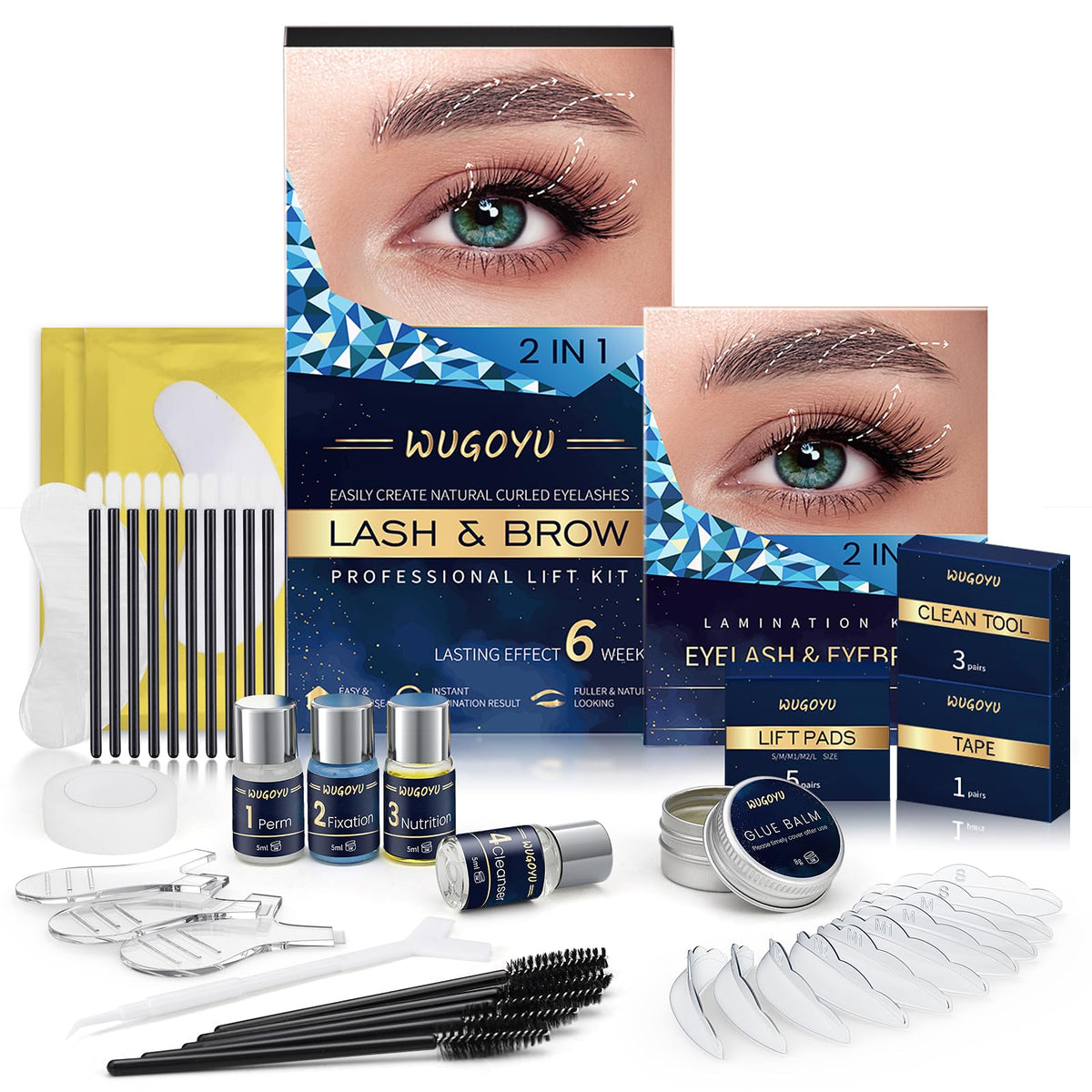 WUGOYU kit lift cils et sourcils : résultat naturel et durable.
