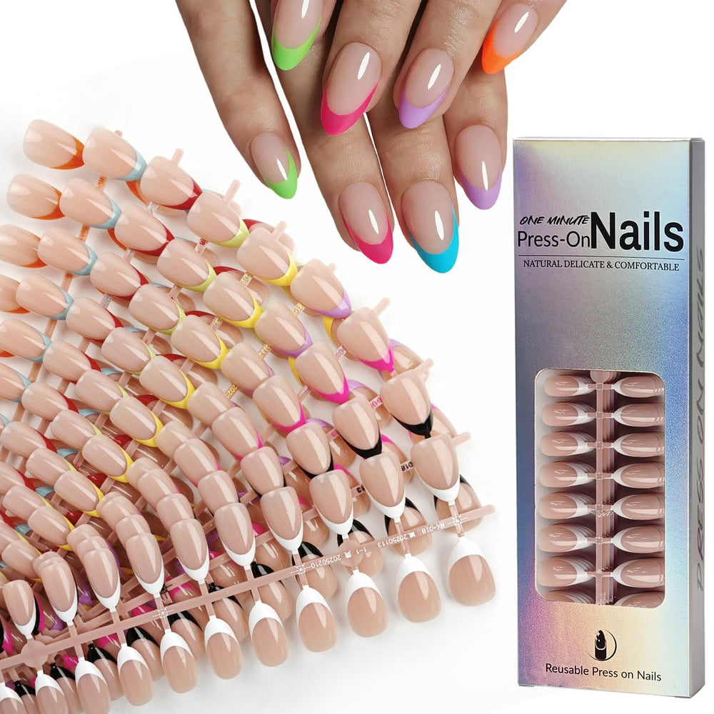 Ongles WUHCIM avec pointe française en 9 couleurs, brillance durable.