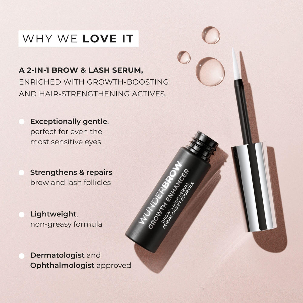 Photo avant/après potentiel avec Wunderbrow Growth Serum