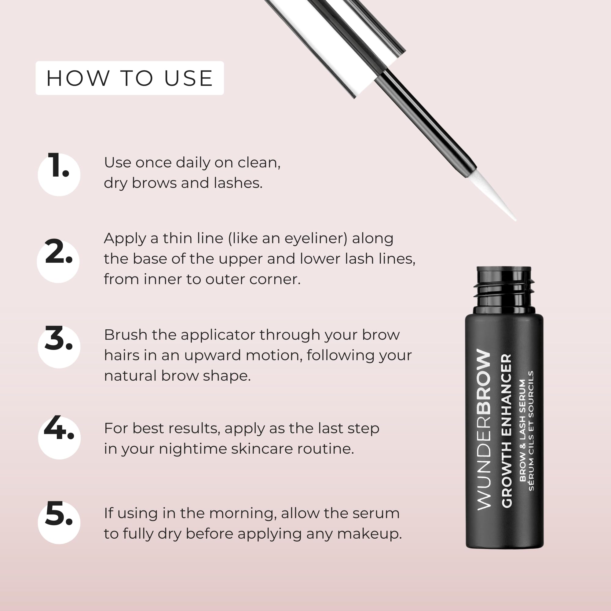 Formule sans parfum, silicone et PEG Wunderbrow Growth Serum