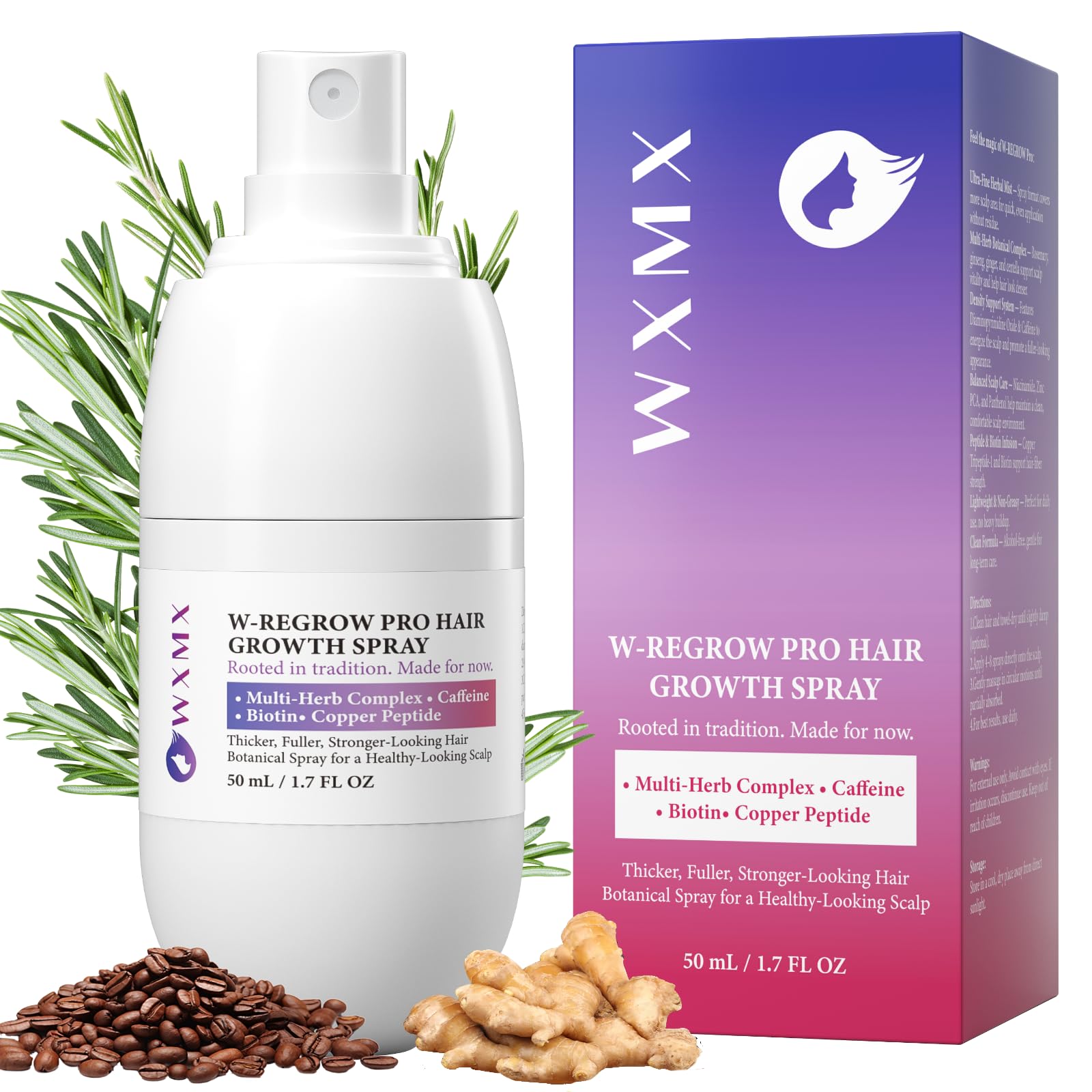 WXMX W-Regrow Pro – Bouteille-spray pour une application rapide sur le cuir chevelu