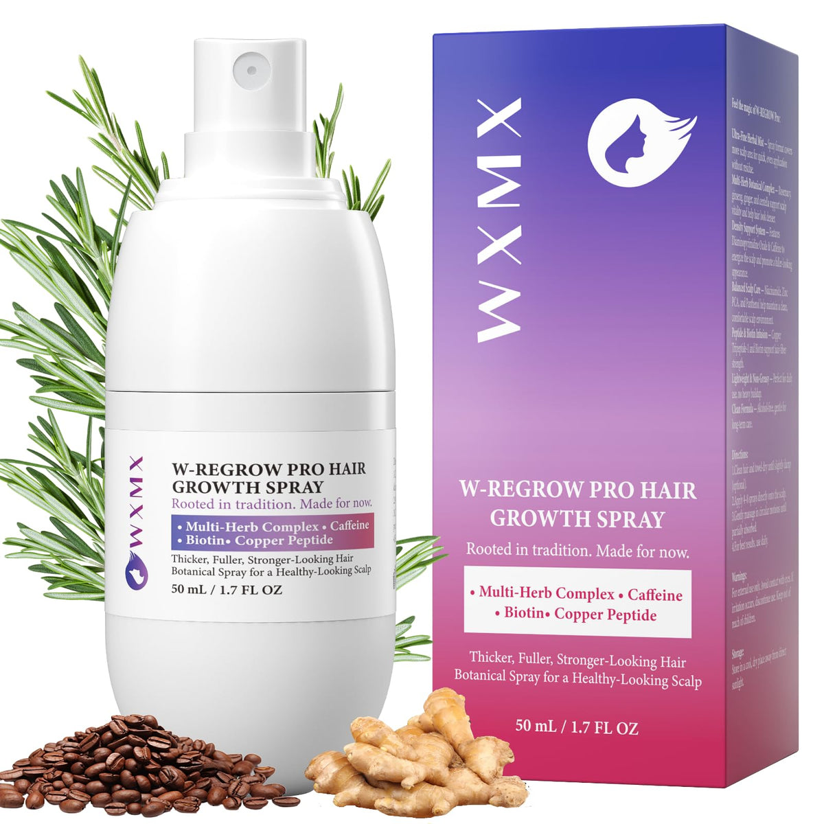 WXMX W-Regrow Pro – Bouteille-spray pour une application rapide sur le cuir chevelu