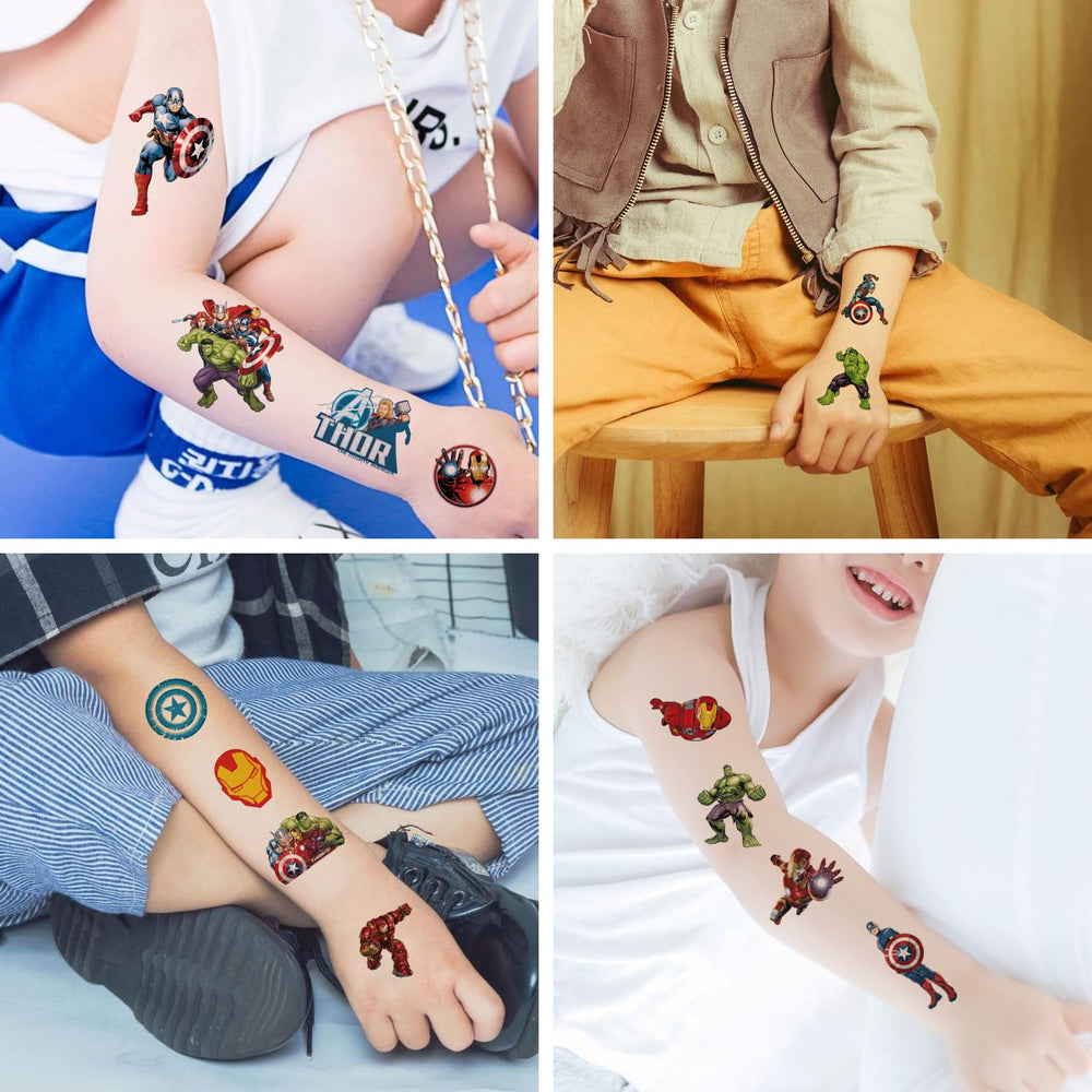 WYKDAG Avengers tatouages temporaires – activité ludique pour invités et cadeaux.