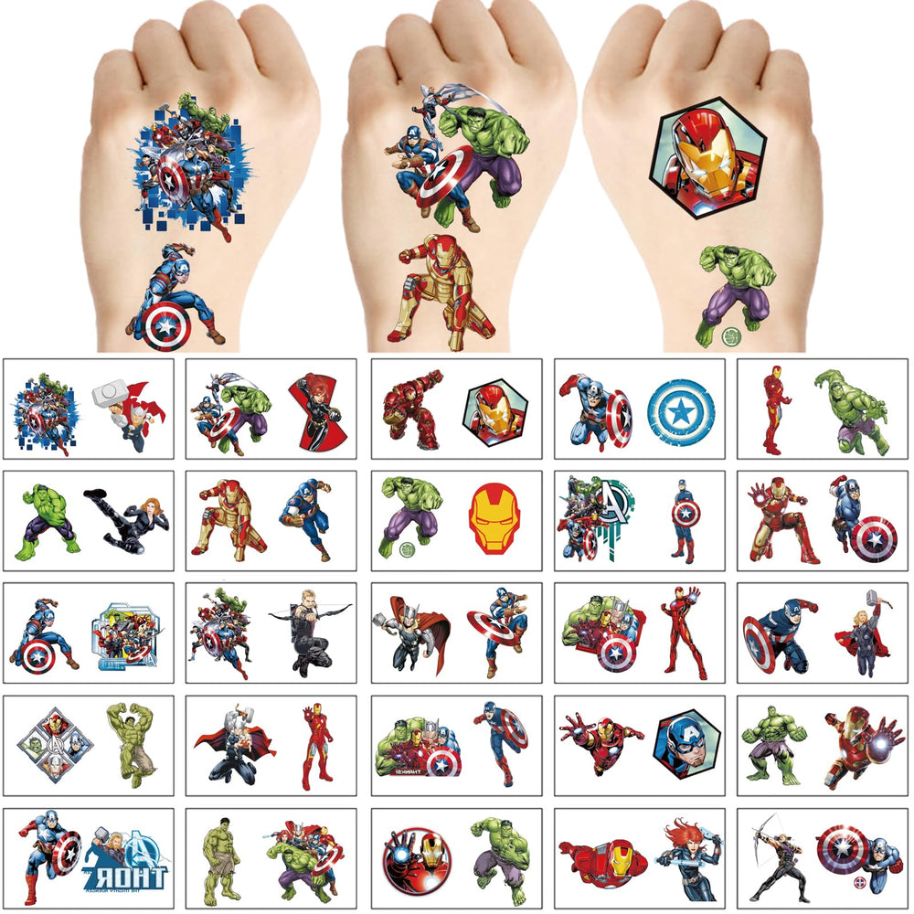 WYKDAG Avengers tatouages temporaires – parfait pour animer une fête et activité créative.