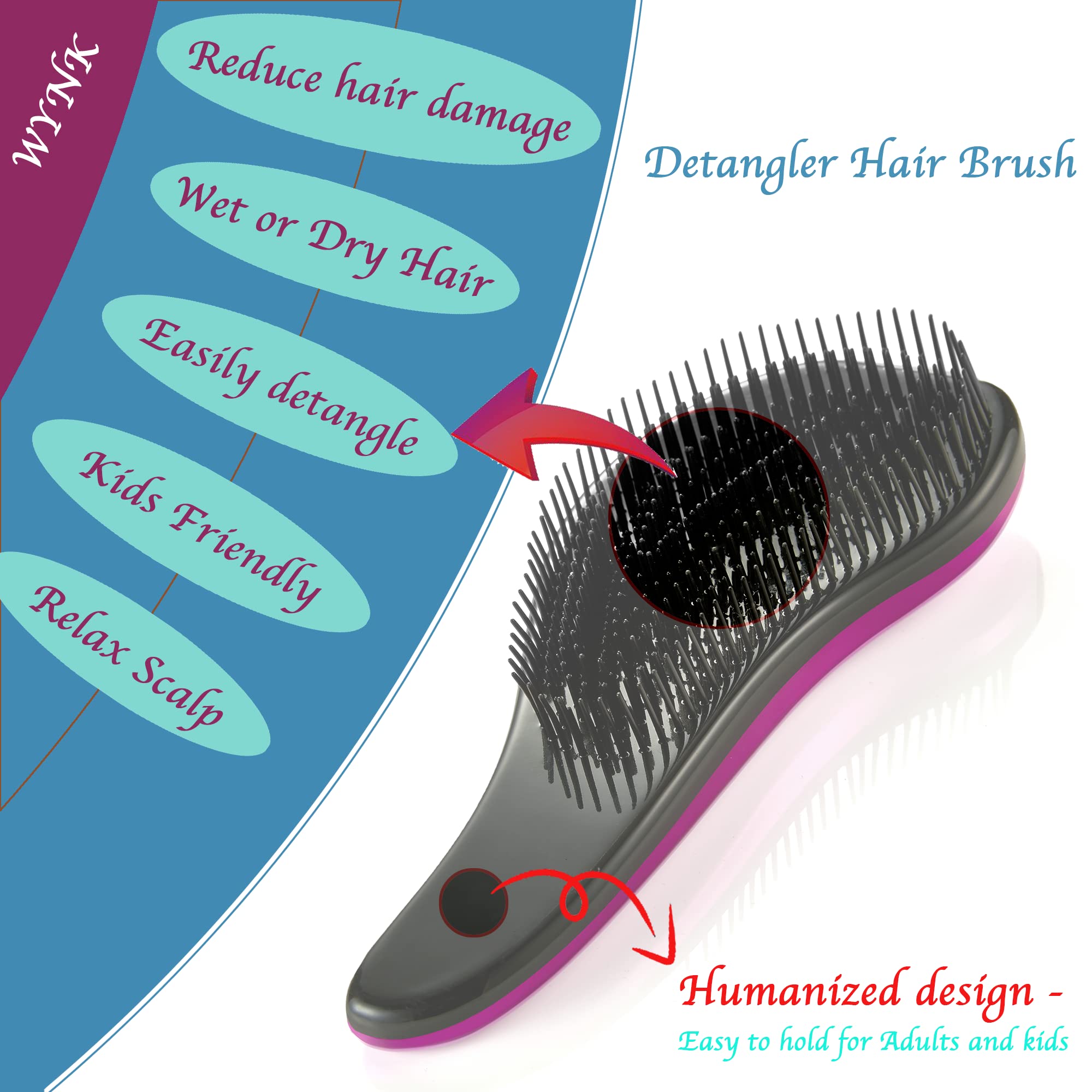 Brosse WYNK stimule légèrement le cuir chevelu pour une meilleure circulation
