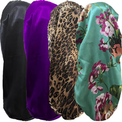 Bonnet satin Wzl Wlg ensemble 4 pièces avec motifs colorés protégeant les cheveux pendant la nuit