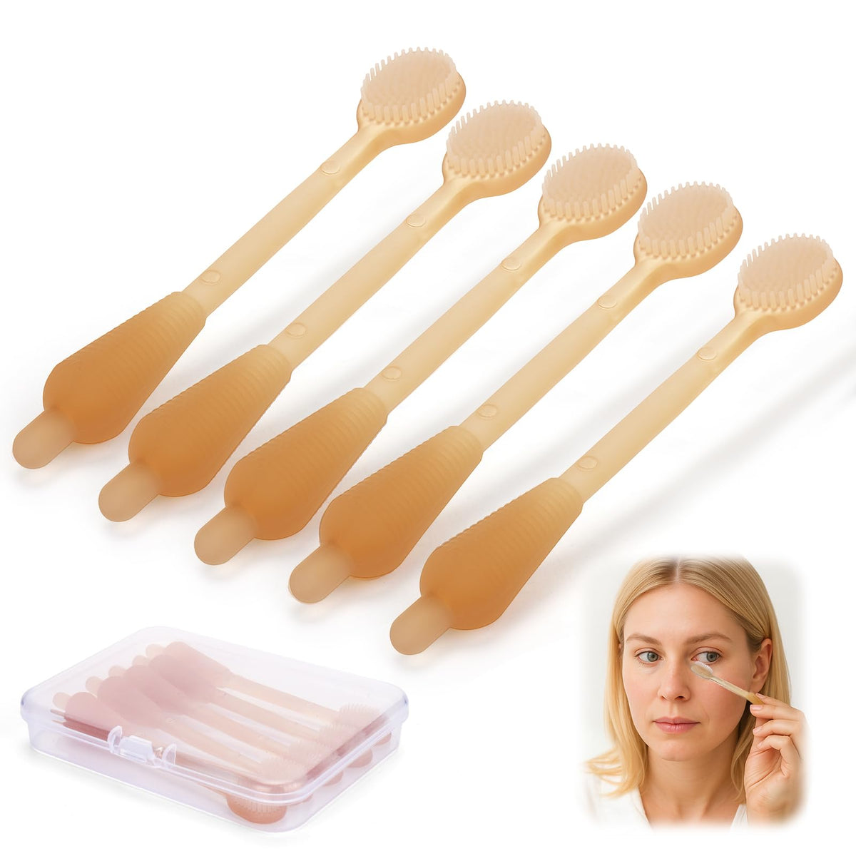 Brosse XANGNIER pour paupières en silicone doux, nettoyage délicat des bords des yeux.