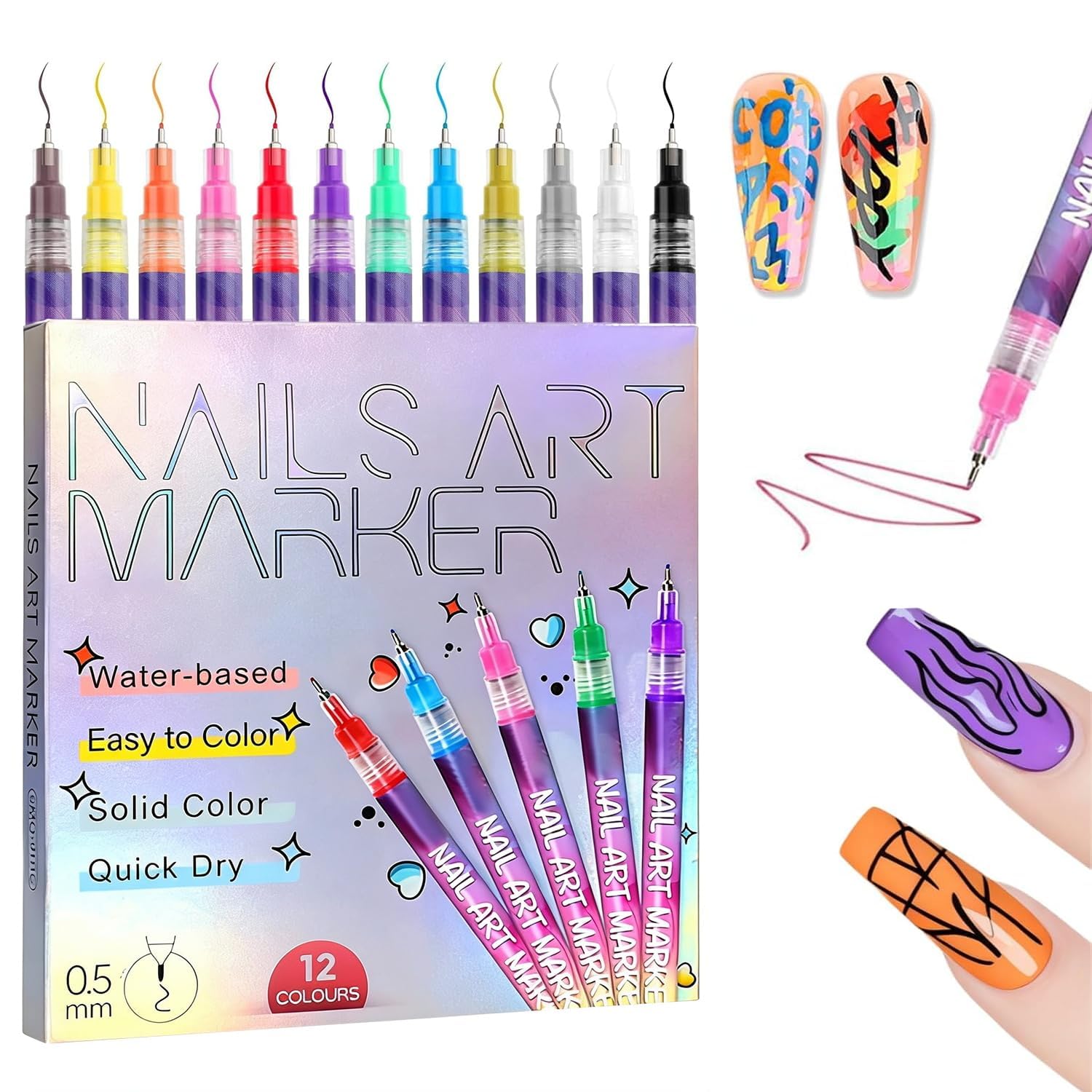 XBLZL stylo art ongles 12 couleurs pour des designs variés à la maison.