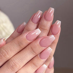 XCREANDO Ongles acryliques Rose, longueur moyenne et allure salon durable.