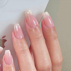 XCREANDO Press-On Rose, ongles glossés, application rapide et facile.