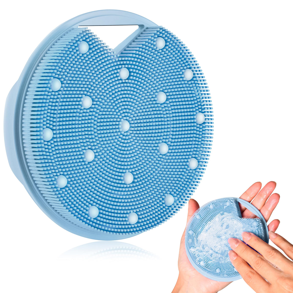 Gant gommage XCRUCC en silicone anti-zinc avec nœuds lourds pour exfolier en douceur.
