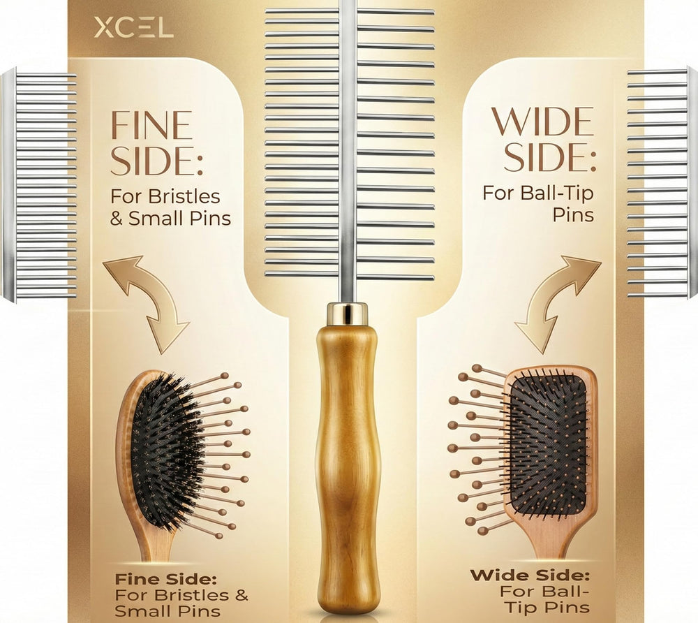 XCEL dents en inox retirent cheveux et résidus des brosses