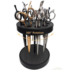 XDONEF porte-ciseaux rotatif en bois noir, rangement rapide et accessible pour ciseaux.