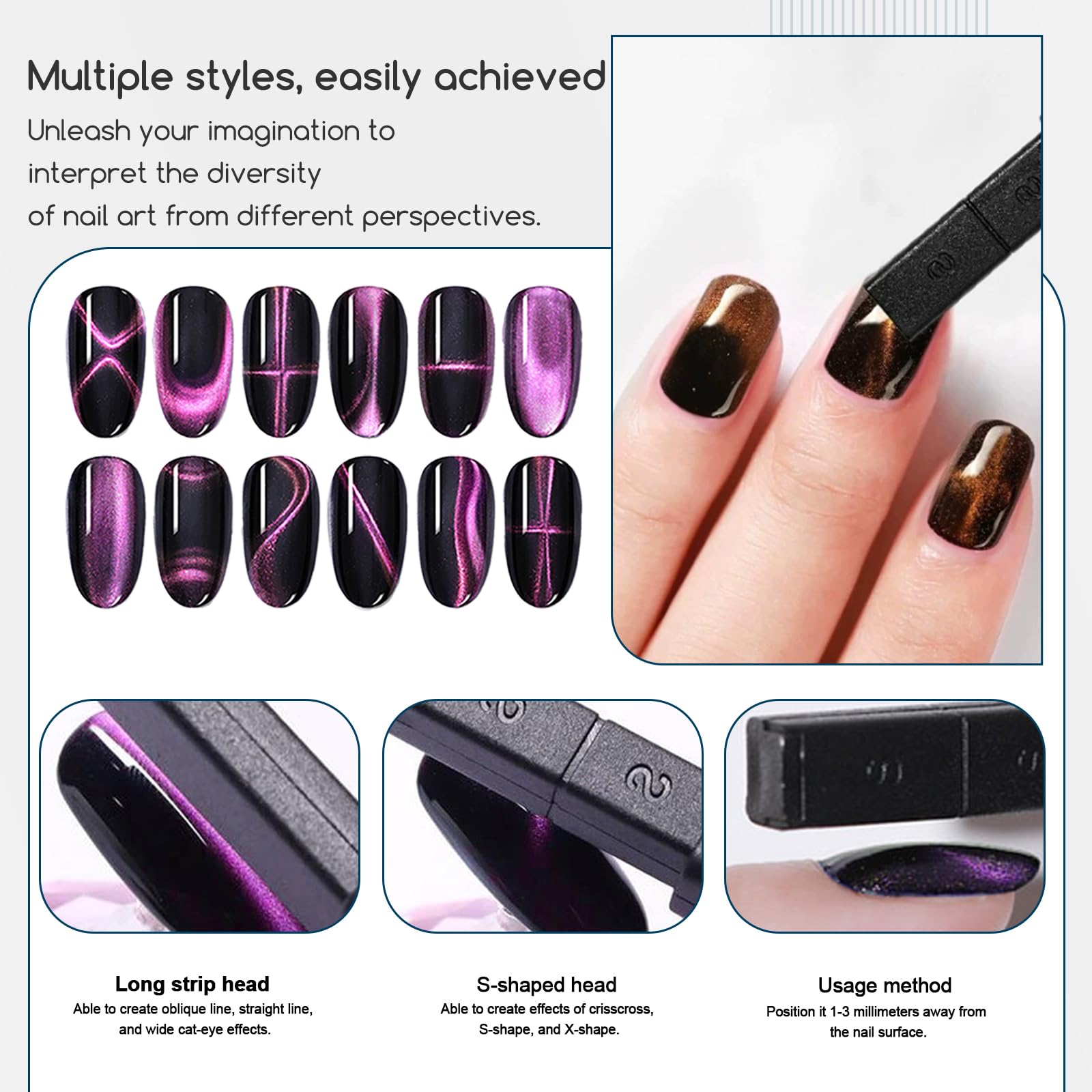 XEAOHESY billes aimant vernis art nails cercles et vagues