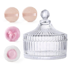 XHDMY conteneur poudre cristal en verre, rangement élégant pour poudres et accessoires.