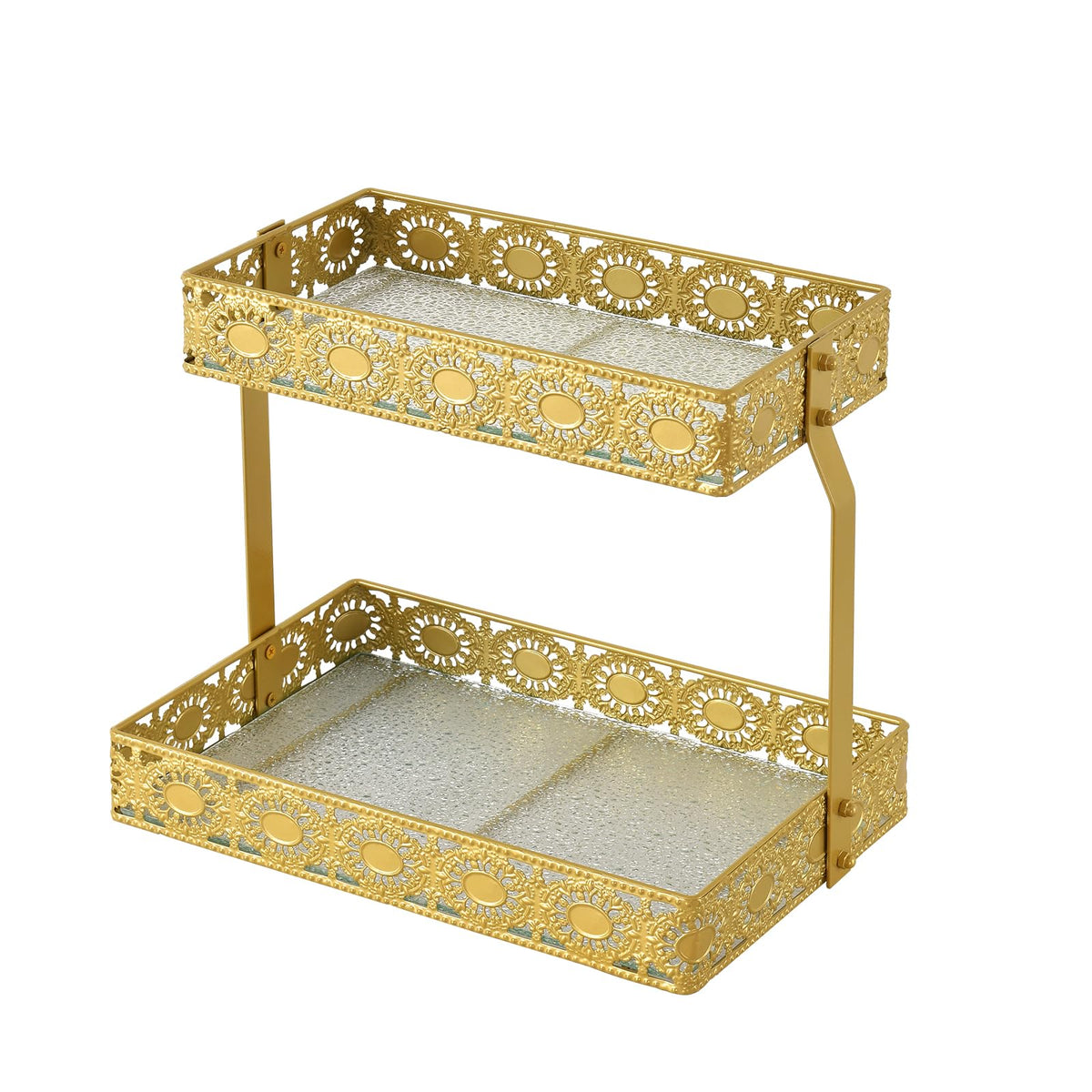 Plateau en verre xiaojuande a deux couches pour une organisation elegante du comptoir