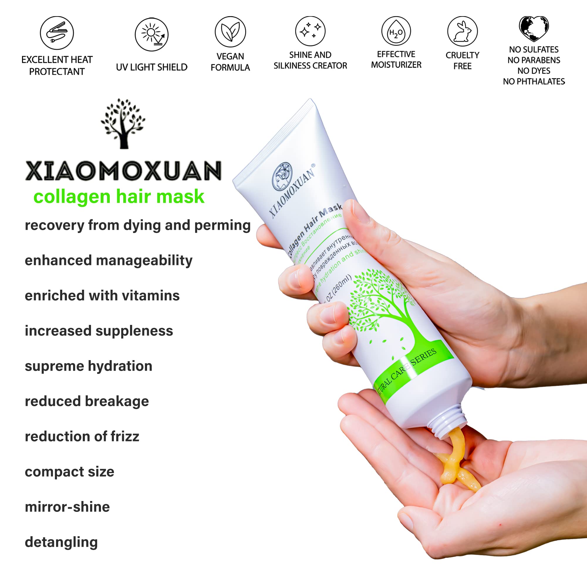 Texture crèmeuse du masque Xiaomoxuan pour cheveux.