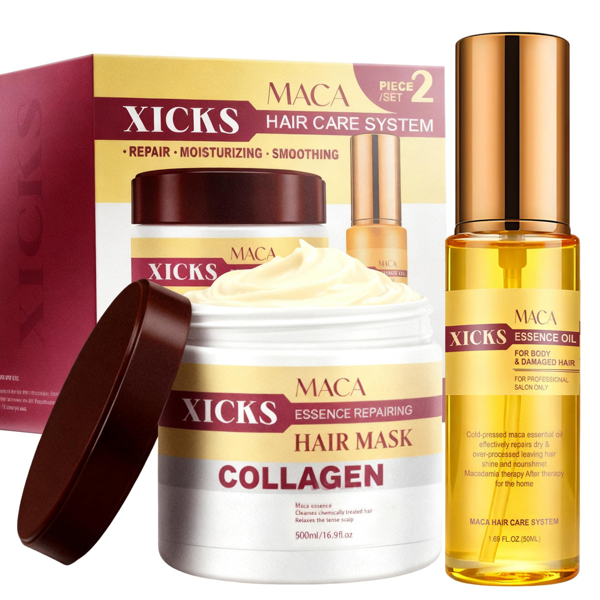 Xicks Masque Maca Collagène: application facile pour soin en profondeur des cheveux.