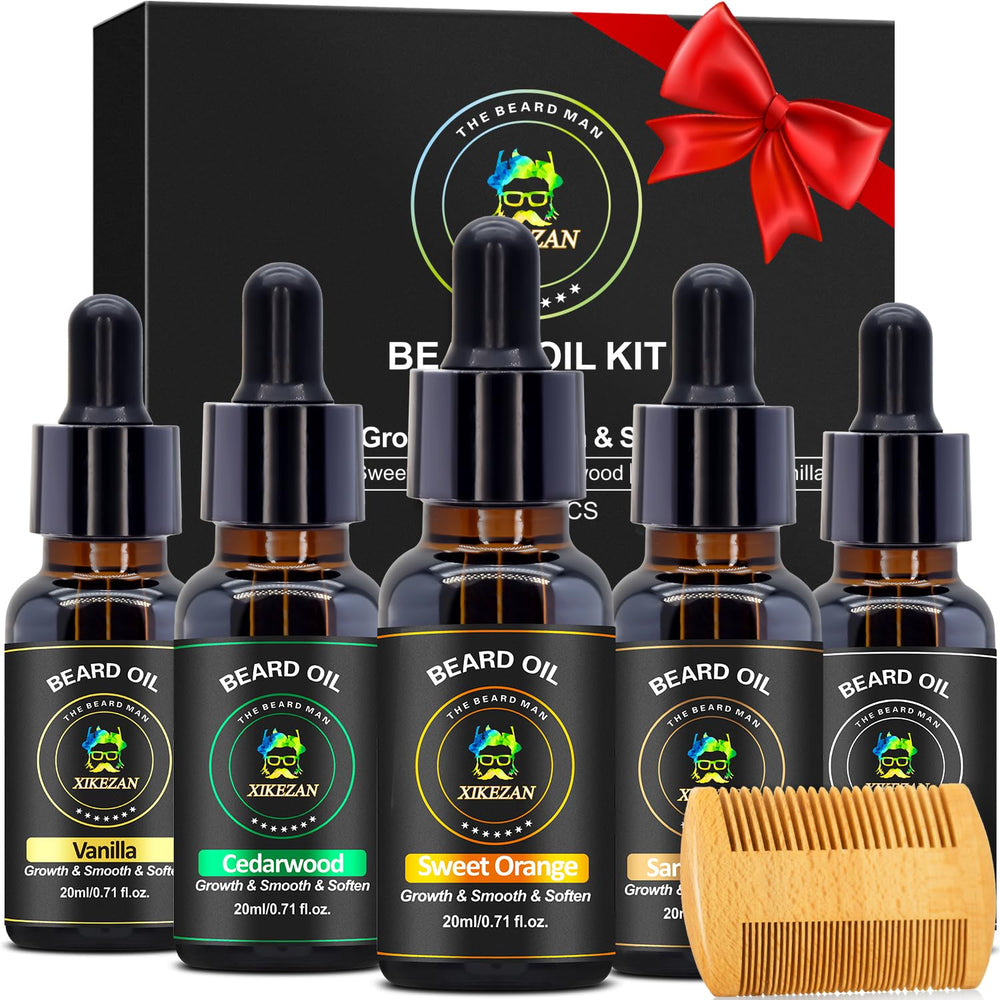 XIKEZAN huile barbe santal - flacon élégant pour hydrater et adoucir la barbe.
