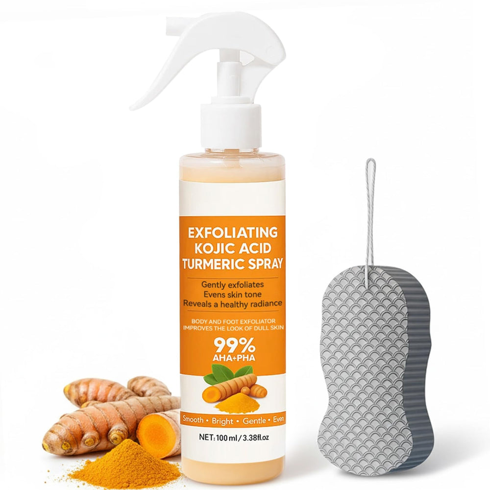 XILRVON spray exfoliant acide kojique curcuma – bouteille, pour un éclat doux.
