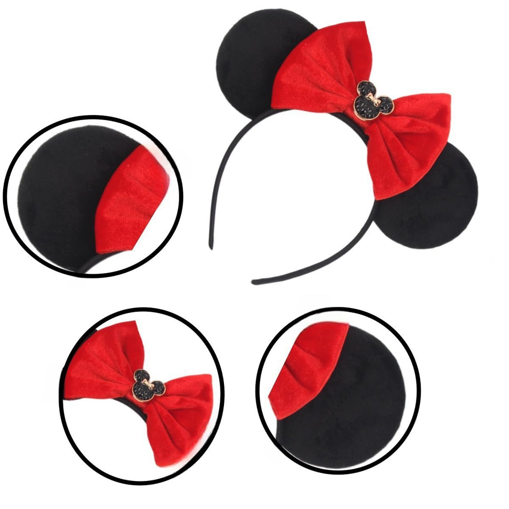 XINGKANG accessoire velours noir avec oreilles souris et noeud rouge pour occasions specifiques
