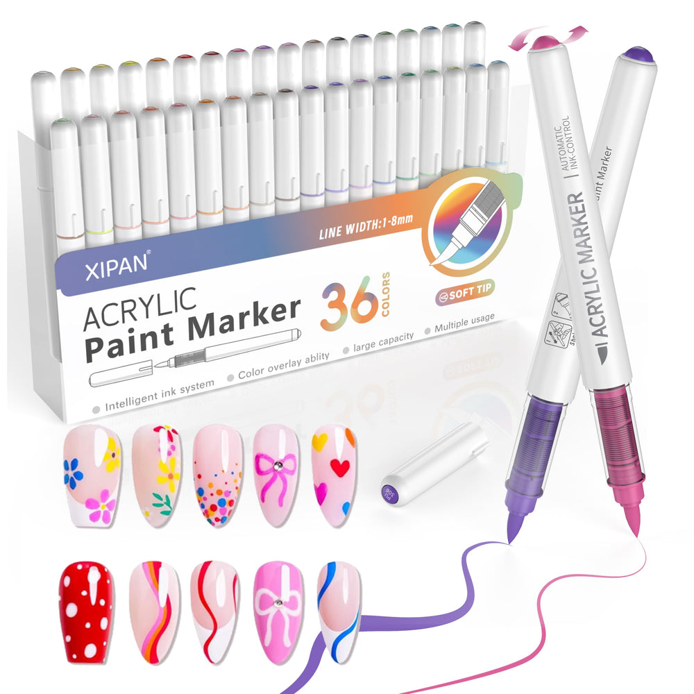 Xipan ensemble stylo art-ongles 36 couleurs pour designs détaillés et expressifs.