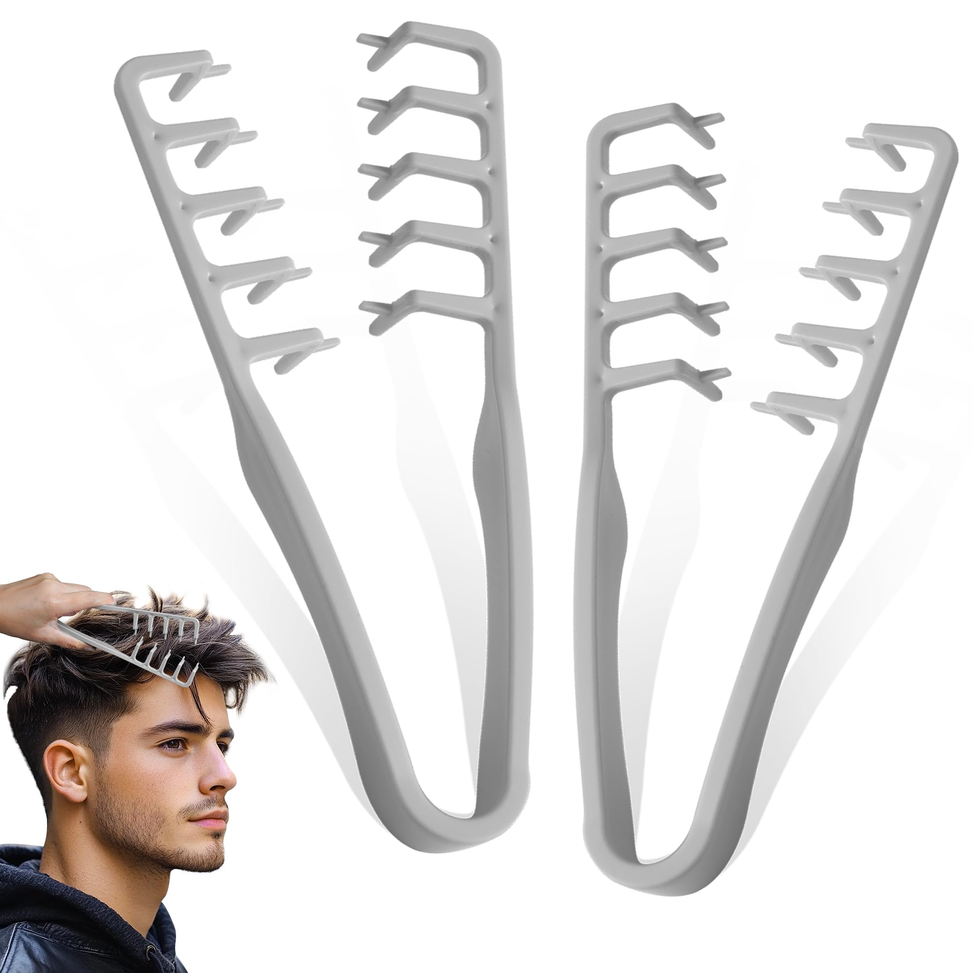 Xisilin peigne texture dents larges gris pour volume et réduction des frisottis.