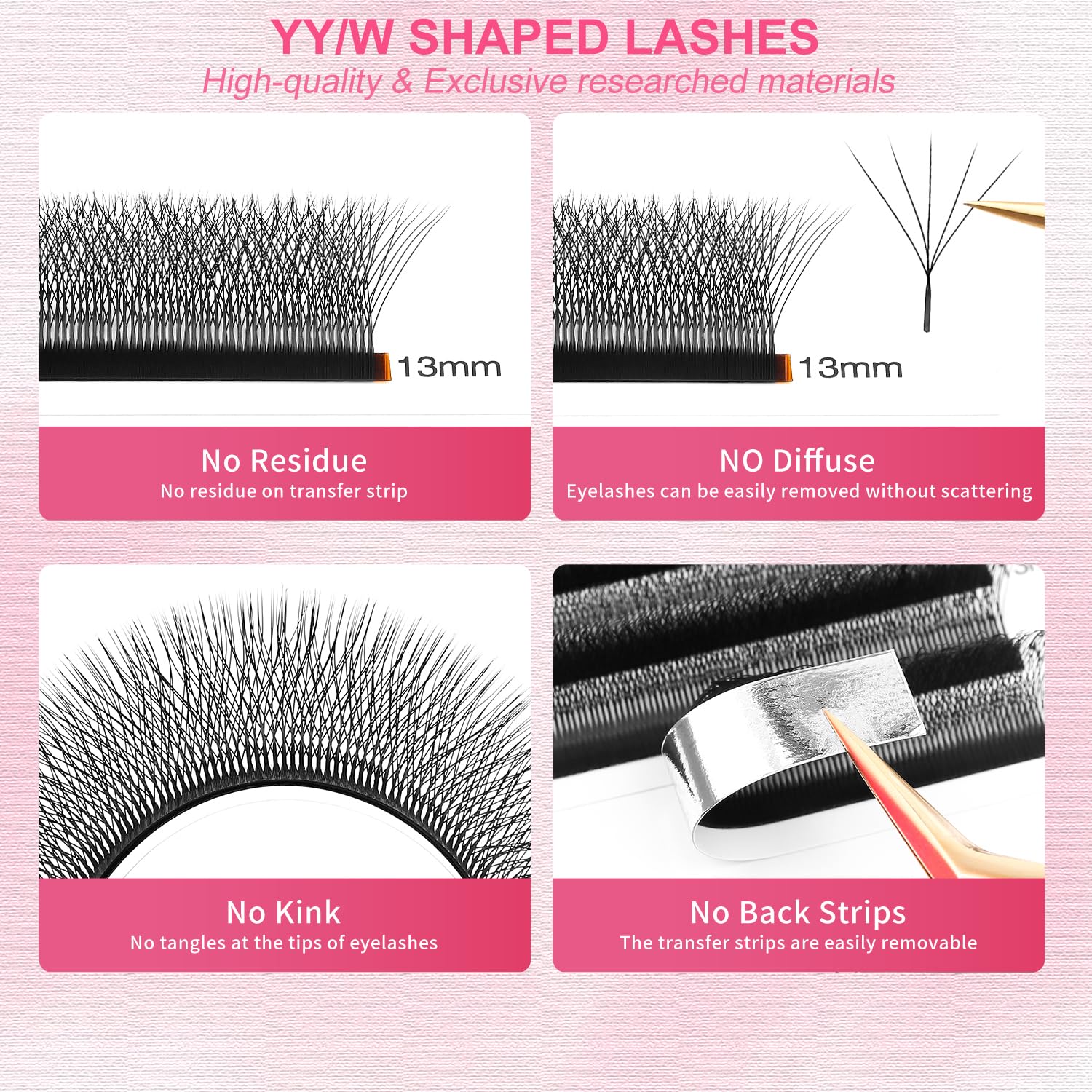 XIUSUZAKI extensions cils 5D W épaisseur 0,07 mm, courbure D pour un effet flexible