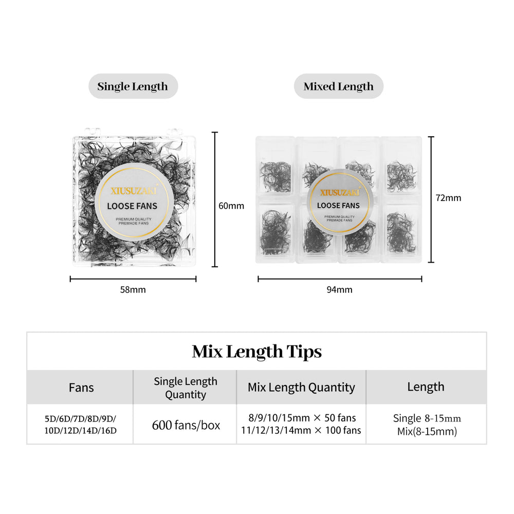 XIUSUZAKI longueurs 8-15 mm, extensions polyvalentes pour tous les styles.